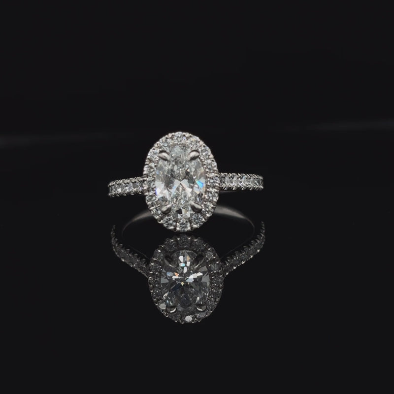 360° view of Oval Halo Lab Diamond Engagement Ring. 