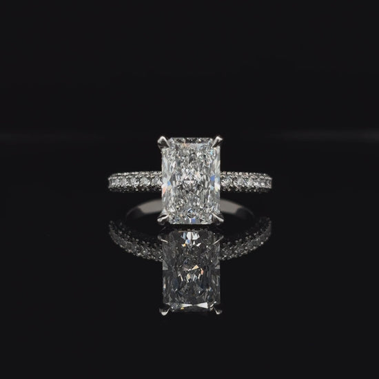 360° view of Radiant 3D Pave Lab Diamond Engagement Ring.