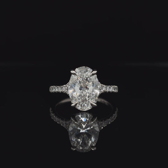 360° view of Oval Crossover Split Shank Lab Diamond Engagement Ring. 