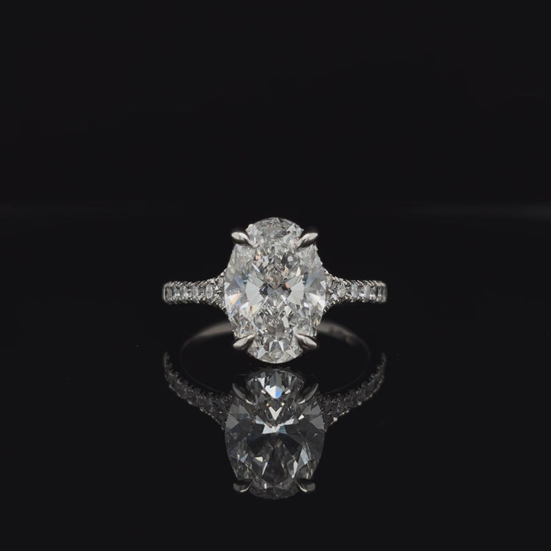 360° view of Oval Crossover Split Shank Lab Diamond Engagement Ring. 
