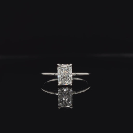 360° view of Radiant Lab Diamond Engagement Ring. 