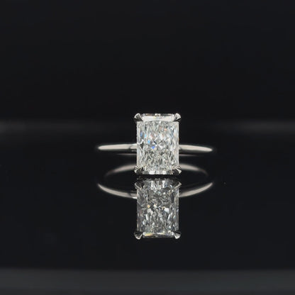 360° view of Radiant Double Hidden Halo Lab Diamond Engagement Ring.