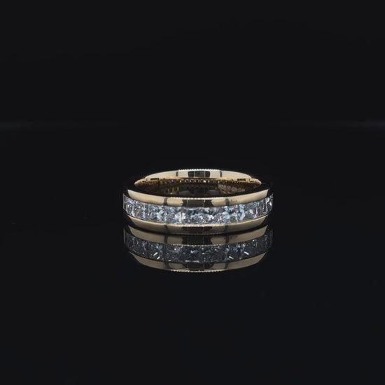 360° view of Princess Channel Set Lab Diamond Wedding Band. 