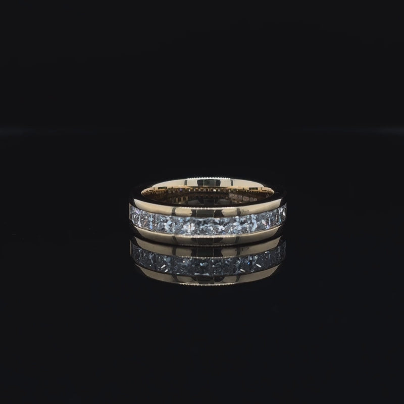 360° view of Princess Channel Set Lab Diamond Wedding Band. 
