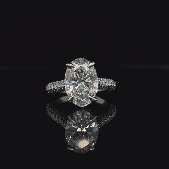 360° view of Oval 3D Pave Lab Diamond Engagement Ring.