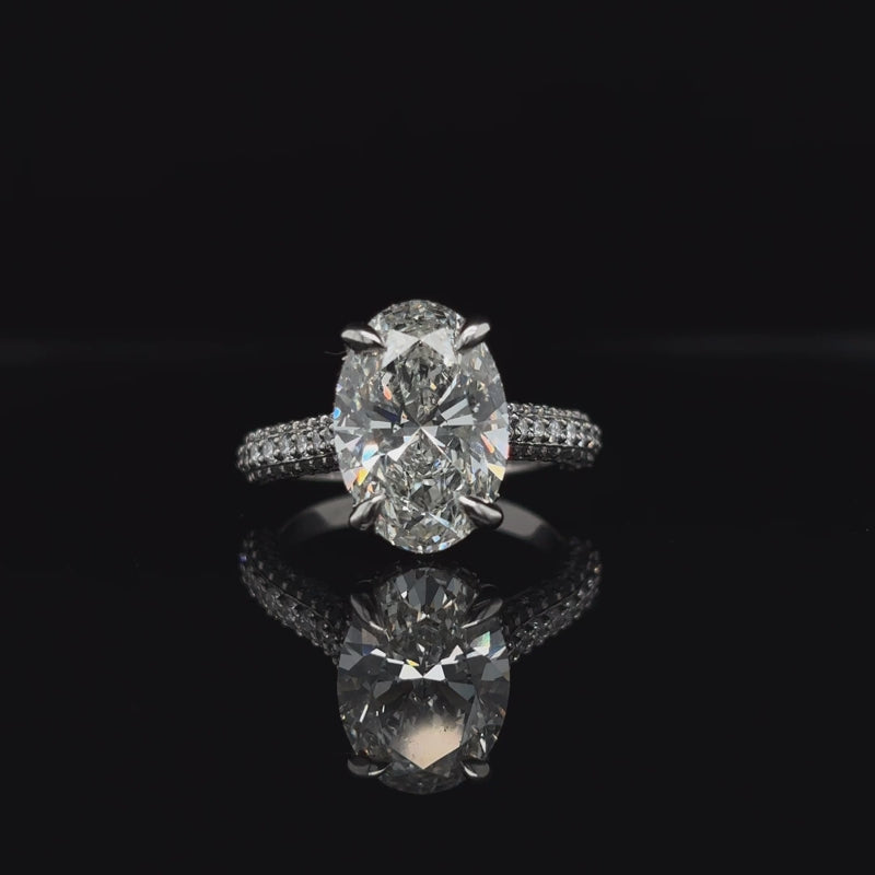 360° view of Oval 3D Pave Lab Diamond Engagement Ring.