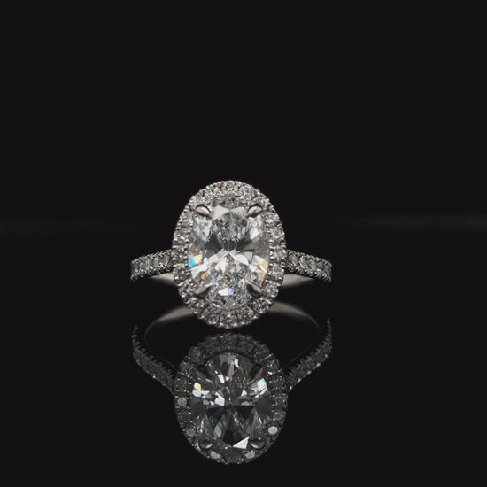 360° view of Oval Halo Lab Diamond Engagement Ring. 
