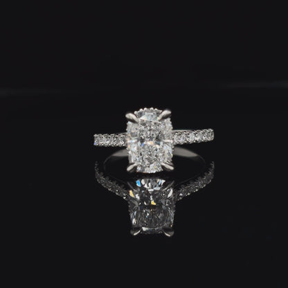 Elongated Cushion Lab Diamond Engagement Ring (2.55cts Total, 2.03cts Centre)