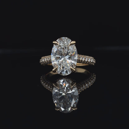 360° view of Oval 3D Pave Lab Diamond Engagement Ring. 