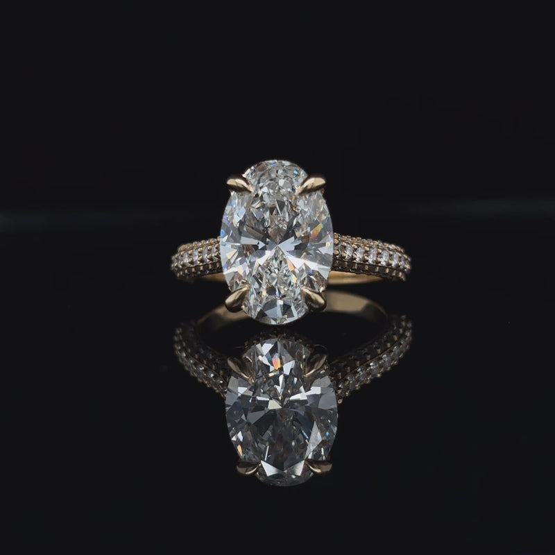 360° view of Oval 3D Pave Lab Diamond Engagement Ring. 