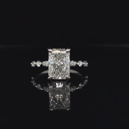 360° view of Radiant Bubble Marquise Lab Diamond Engagement Ring.