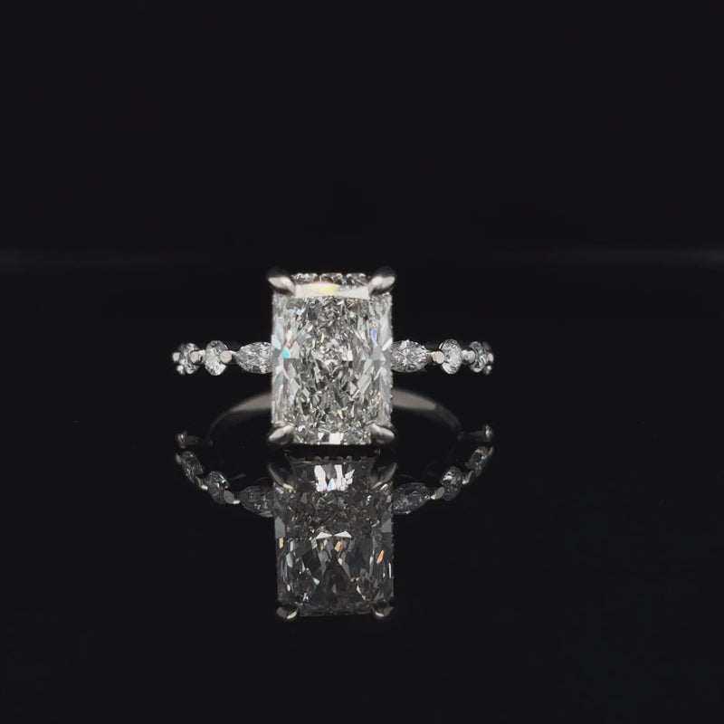360° view of Radiant Bubble Marquise Lab Diamond Engagement Ring.