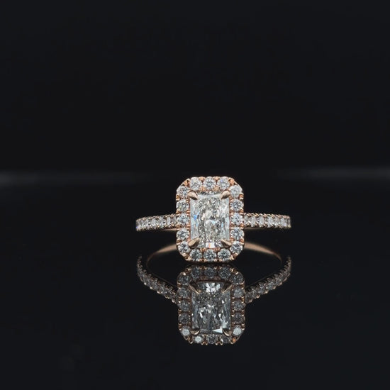 360° view of Radiant Lab Diamond Engagement Ring. 