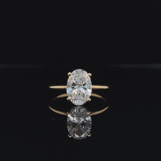360° view of Oval Double Hidden Halo Lab Diamond Engagement Ring. 