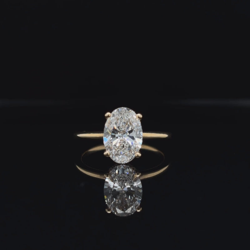 360° view of Oval Double Hidden Halo Lab Diamond Engagement Ring. 
