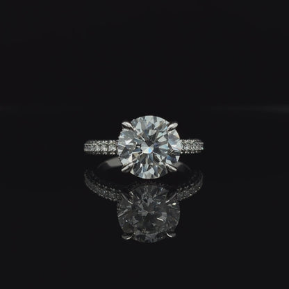 3D Pave Round Lab Diamond Engagement Ring (5.00cts Total, 4.09cts Centre)