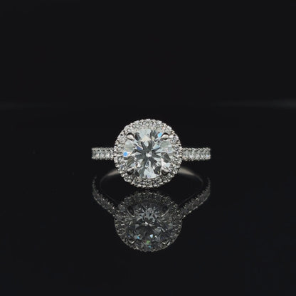 Round Halo Lab Diamond Engagement Ring (2.09cts Total, 1.52ct Centre)