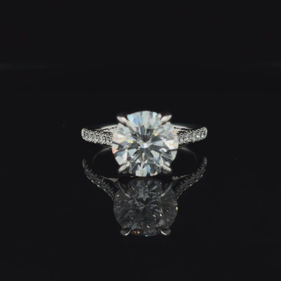 360° view of Round Cross Over Lab Diamond Engagement Ring. 