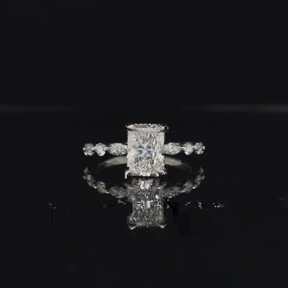 360° view of Radiant Bubble Marquise Lab Diamond Engagement Ring. 