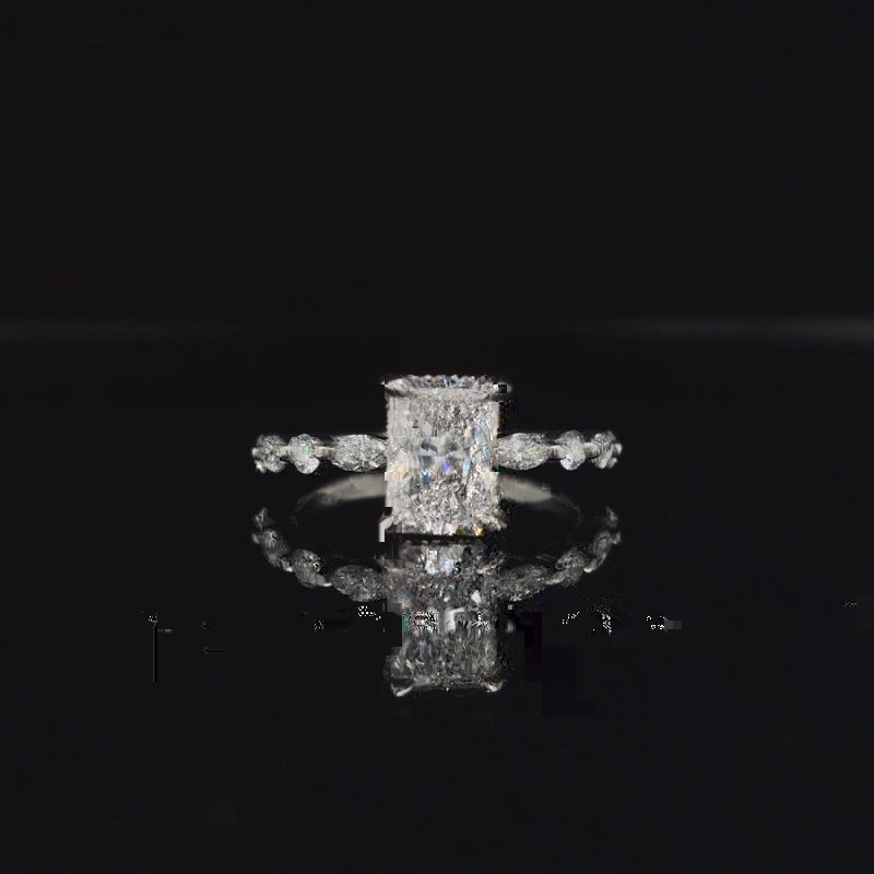360° view of Radiant Bubble Marquise Lab Diamond Engagement Ring. 