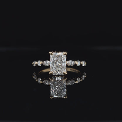 360° view of Radiant Bubble Marquise Lab Diamond Engagement Ring. 